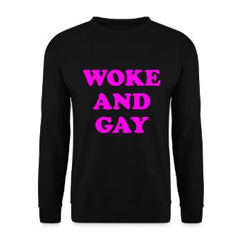 Woke And Gay - Unisex Sweatshirt - black - Front - Alina (178cm) & Michal (187cm)