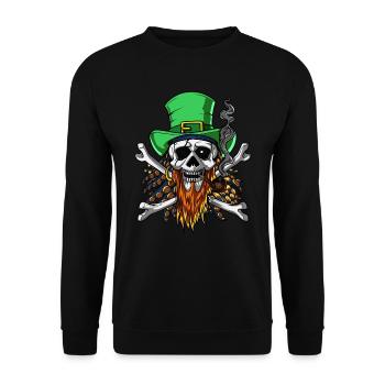 Pirate Skull Irish Leprechaun Crossbones - Unisex Sweatshirt - black - Front - Alina (178cm) & Michal (187cm)