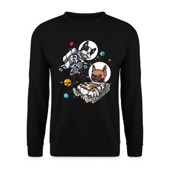 Bouledogue français astronaute espace chiens - Sweat-shirt Unisexe - noir - Devant - Alina (178cm) & Michal (187cm)