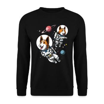 Astronautes de l'espace mignon chien Corgi - Sweat-shirt Unisexe - noir - Devant - Alina (178cm) & Michal (187cm)