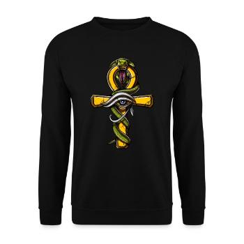 Oeil d'Ankh égyptien symbole du serpent antique - Sweat-shirt Unisexe - noir - Devant - Alina (178cm) & Michal (187cm)