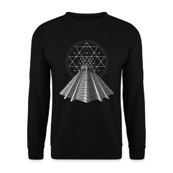 Aztec Mayan Pyramid Ancient Sacred Geometry - Unisex Sweatshirt - black - Front - Alina (178cm) & Michal (187cm)
