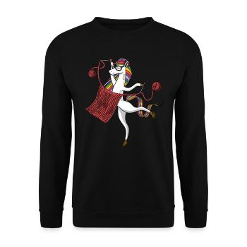 Fil à tricoter magique de la Licorne - Sweat-shirt Unisexe - noir - Devant - Alina (178cm) & Michal (187cm)