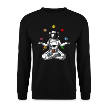 Astronaute de l'espace, méditation zen yoga yoga, planète cosmique - Sweat-shirt Unisexe - noir - Devant - Alina (178cm) & Michal (187cm)