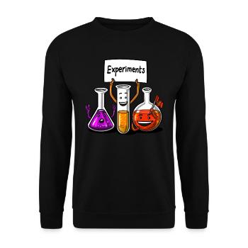 Chemie-Wissenschafts-Experimente Lustiger Schüler - Unisex Pullover - Schwarz - Vorne - Alina (178cm) & Michal (187cm)