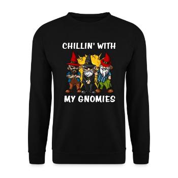 Chillin With My Gnomies Fantasy Garden Gnomes - Sweat-shirt Unisexe - noir - Devant - Alina (178cm) & Michal (187cm)