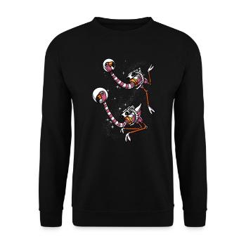 Flamingo Bird Space Astronauts - Unisex Sweatshirt - black - Front - Alina (178cm) & Michal (187cm)