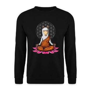 Lama Yoga Zen Alpaca Meditation Buddha Tier - Unisex Pullover - Schwarz - Vorne - Alina (178cm) & Michal (187cm)