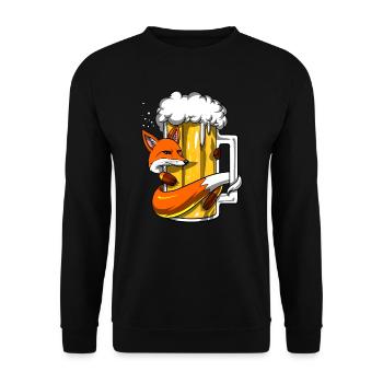 Lustige Fox Bier Drinking Party - Unisex Pullover - Schwarz - Vorne - Alina (178cm) & Michal (187cm)