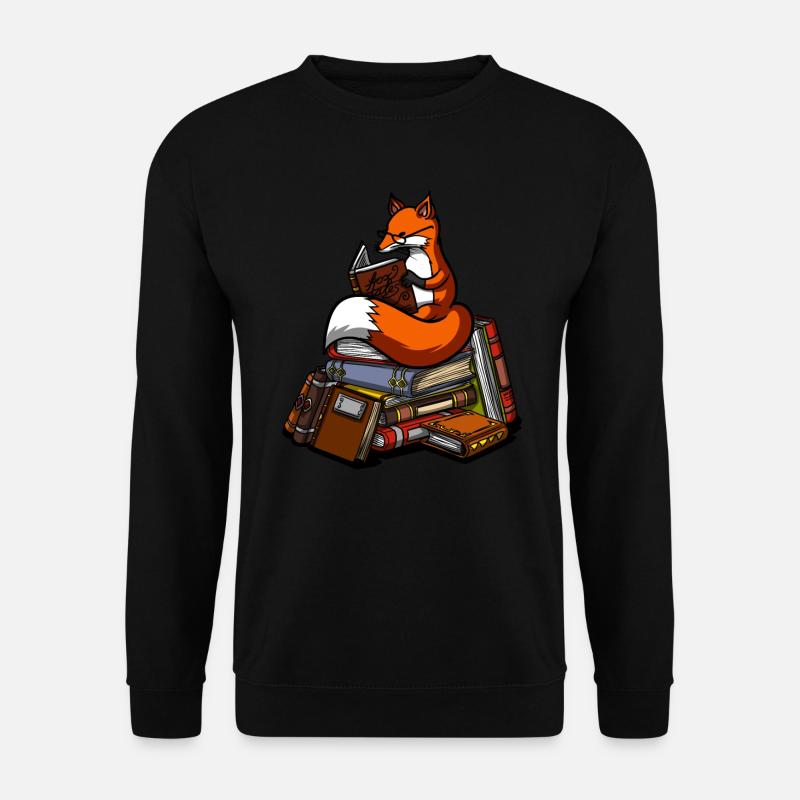 Nettes Fox-Buch-Lesetier - Unisex Pullover - Schwarz