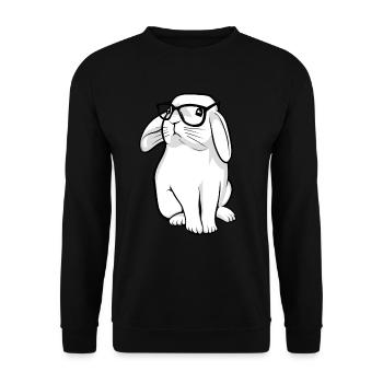 Lapin Hipster avec lunettes Geek - Sweat-shirt Unisexe - noir - Devant - Alina (178cm) & Michal (187cm)