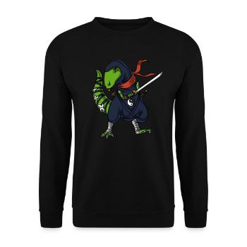 Samurai du guerrier ninja dinosaure T-Rex - Sweat-shirt Unisexe - noir - Devant - Alina (178cm) & Michal (187cm)
