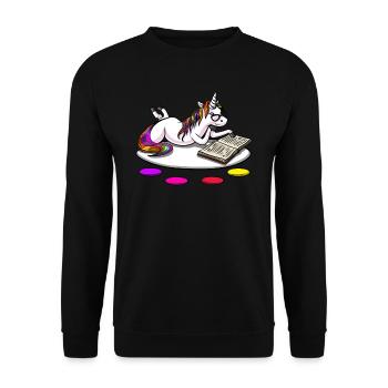Magical Unicorn Book Reading Nerd - Unisex Sweatshirt - black - Front - Alina (178cm) & Michal (187cm)