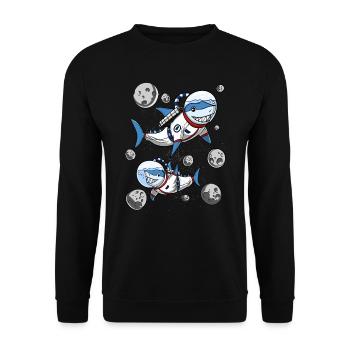 Shark Astronaut Space Cosmic Galaxy - Unisex Sweatshirt - black - Front - Alina (178cm) & Michal (187cm)