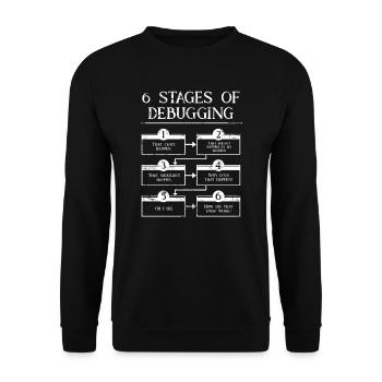 6 Schritte zum Debuggen der Computerprogrammiercodierung - Unisex Pullover - Schwarz - Vorne - Alina (178cm) & Michal (187cm)