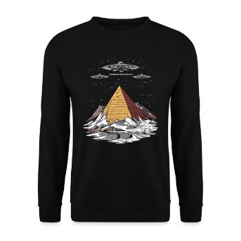 Ausländische Verschwörung der ägyptischen Pyramiden die Antarktis UFO - Unisex Pullover - Schwarz - Vorne - Alina (178cm) & Michal (187cm)