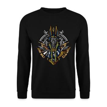 Ägyptischer Gott Anubis Ancient Wolf Pharaoh King - Unisex Pullover - Schwarz - Vorne - Alina (178cm) & Michal (187cm)