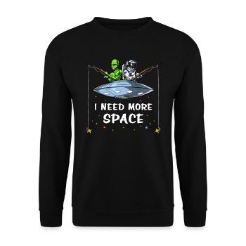 Space Alien Astronaut Fishing Funny Cosmic - Unisex Pullover - Schwarz - Vorne - Alina (178cm) & Michal (187cm)