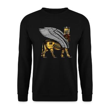 Alien Anunnaki Sumerian God Guardian - Unisex Sweatshirt - black - Front - Alina (178cm) & Michal (187cm)