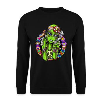 Space Alien Hippie Stoner - Unisex Sweatshirt - black - Front - Alina (178cm) & Michal (187cm)