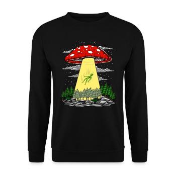 Ausländische Entführungs-UFO-Psilocybin-Reise des magischen Pilzes - Unisex Pullover - Schwarz - Vorne - Alina (178cm) & Michal (187cm)
