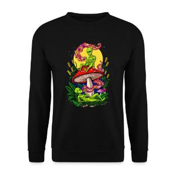 Champignons psychédéliques Aliens Magic Mushrooms - Sweat-shirt Unisexe - noir - Devant - Alina (178cm) & Michal (187cm)