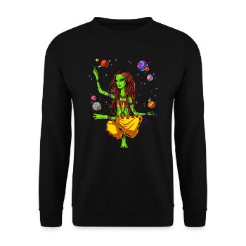 Hippie Space Alien Girl Yoga Zen Meditation - Unisex Sweatshirt - black - Front - Alina (178cm) & Michal (187cm)