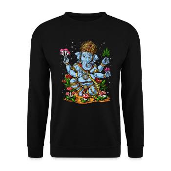 Ganesha Hindu Elephant God Psychedelic Weed Shroom - Unisex Sweatshirt - black - Front - Alina (178cm) & Michal (187cm)