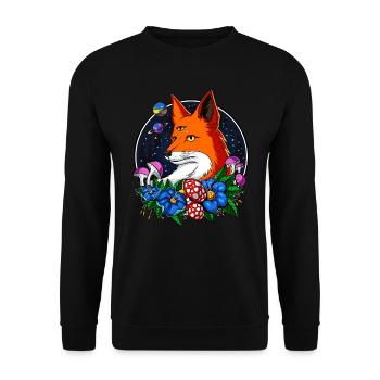 Psychedelic Fox Magic Mushrooms Third Eye - Unisex Sweatshirt - black - Front - Alina (178cm) & Michal (187cm)