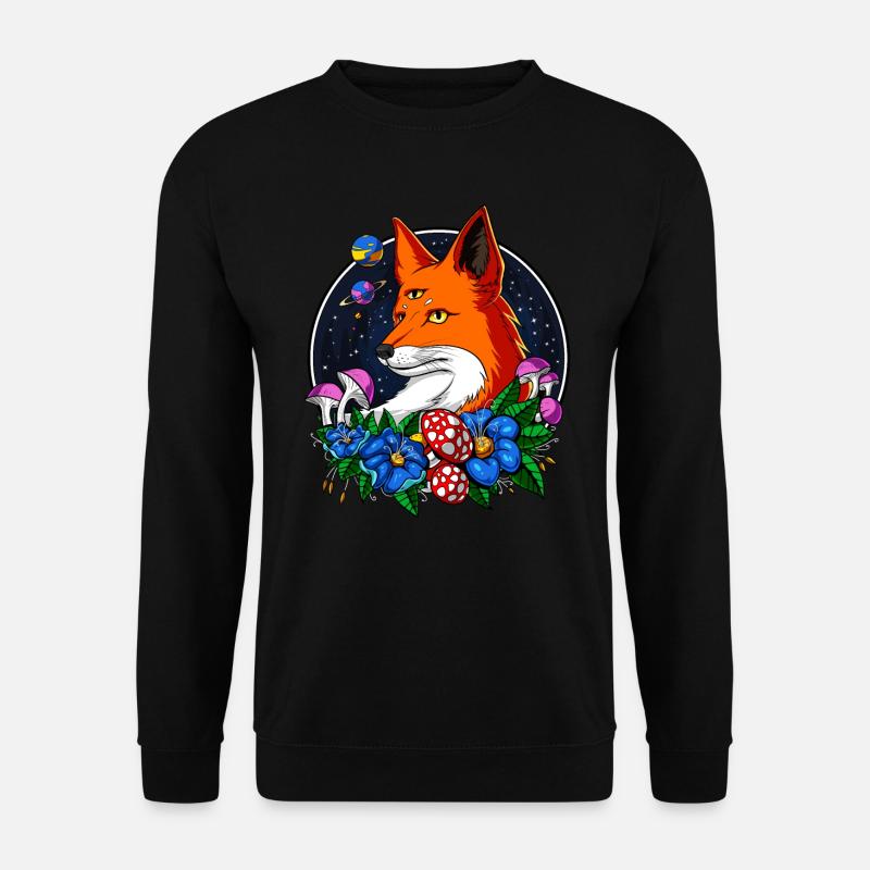 Psychedelic Fox Magic Mushrooms Third Eye - Unisex Sweatshirt - black