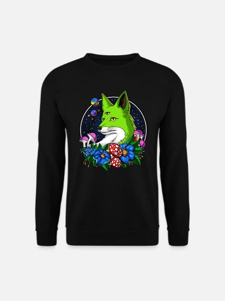 Fox Alien Space UFO Tier des dritten Auges - Unisex Pullover - Schwarz