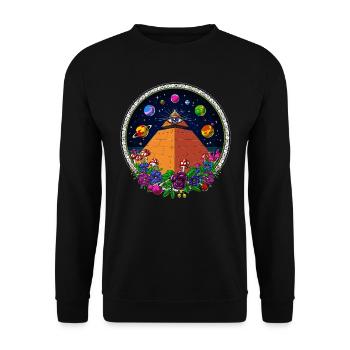 Ägyptische Pyramide Alle sehende Augenpsychedelische Reise - Unisex Pullover - Schwarz - Vorne - Alina (178cm) & Michal (187cm)