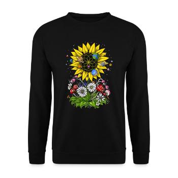 Hippie Sunflower Psychedelic Flower Of Life - Unisex Sweatshirt - black - Front - Alina (178cm) & Michal (187cm)