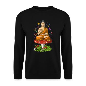 Magic Mushrooms Buddha Zen Yoga Meditation - Unisex Sweatshirt - black - Front - Alina (178cm) & Michal (187cm)