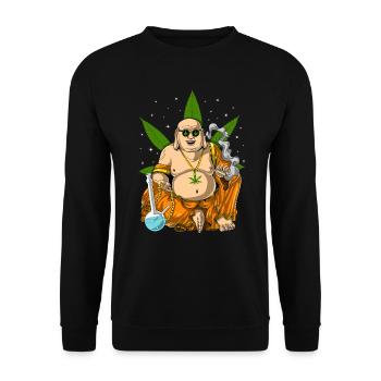 Buddha, der Unkraut raucht - Unisex Pullover - Schwarz - Vorne - Alina (178cm) & Michal (187cm)