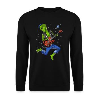 Space Alien Gitarrist Musiker - Unisex Pullover - Schwarz - Vorne - Alina (178cm) & Michal (187cm)