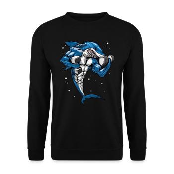 Requin Fitness Haltérophilie - Sweat-shirt Unisexe - noir - Devant - Alina (178cm) & Michal (187cm)