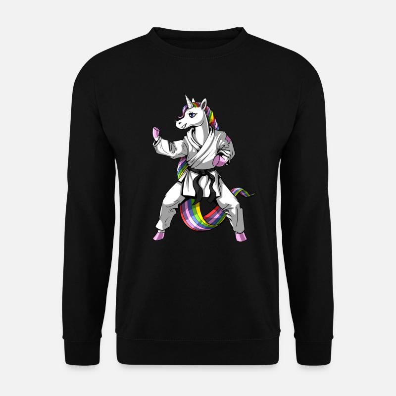 Einhorn Mädchen Karate - Unisex Pullover - Schwarz