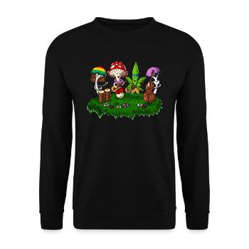 Hippie Mushrooms Psychedelic Festival - Unisex Sweatshirt - black - Front - Alina (178cm) & Michal (187cm)