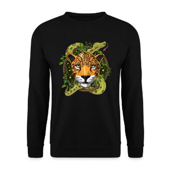 Psychedelic Jaguar Ayahuasca DMT Trip - Unisex Sweatshirt - black - Front - Alina (178cm) & Michal (187cm)