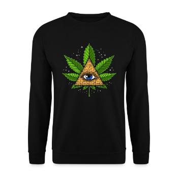 Pyramide d'Illuminati de feuille de mauvaise herbe - Sweat-shirt Unisexe - noir - Devant - Alina (178cm) & Michal (187cm)