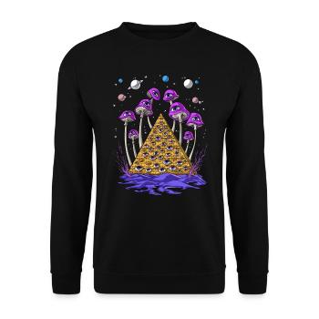 Psychedelische ägyptische Pyramiden-Psilocybin-Pilze - Unisex Pullover - Schwarz - Vorne - Alina (178cm) & Michal (187cm)