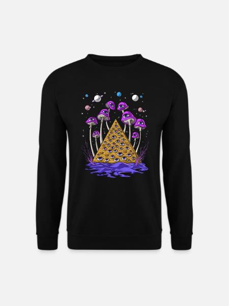 Psychedelic Egyptian Pyramid Psilocybin Mushrooms - Unisex Sweatshirt - black