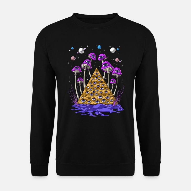 Psychedelische ägyptische Pyramiden-Psilocybin-Pilze - Unisex Pullover - Schwarz