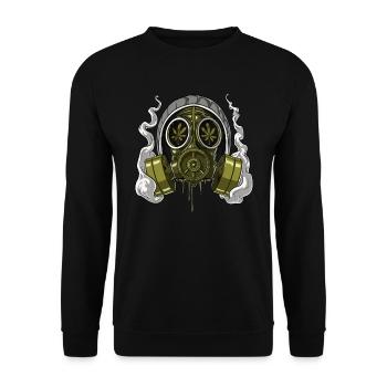 Weed Stoner Gasmaske - Unisex Pullover - Schwarz - Vorne - Alina (178cm) & Michal (187cm)