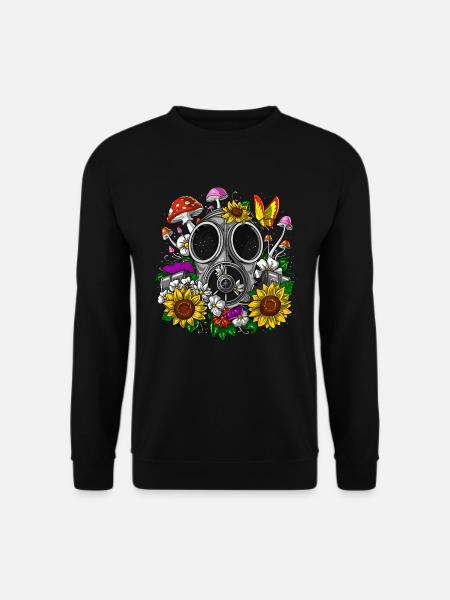 Hippie Floral Gas Mask - Unisex Sweatshirt - black