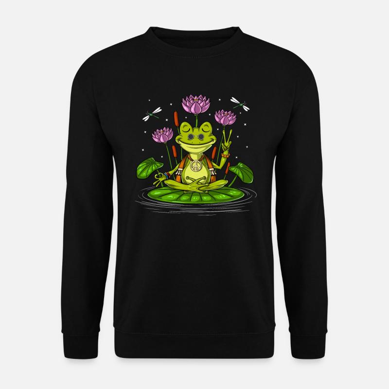 Hippie Frosch Zen Yoga Meditation - Unisex Pullover - Schwarz