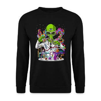 Alien Psychedelic Scientist - Unisex Sweatshirt - black - Front - Alina (178cm) & Michal (187cm)