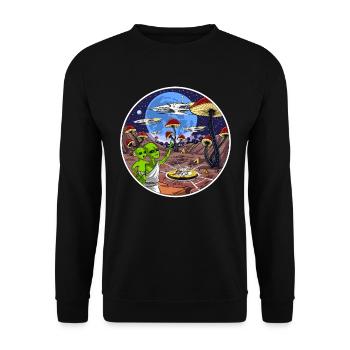 Champignons magiques extraterrestres psychédéliques - Sweat-shirt Unisexe - noir - Devant - Alina (178cm) & Michal (187cm)