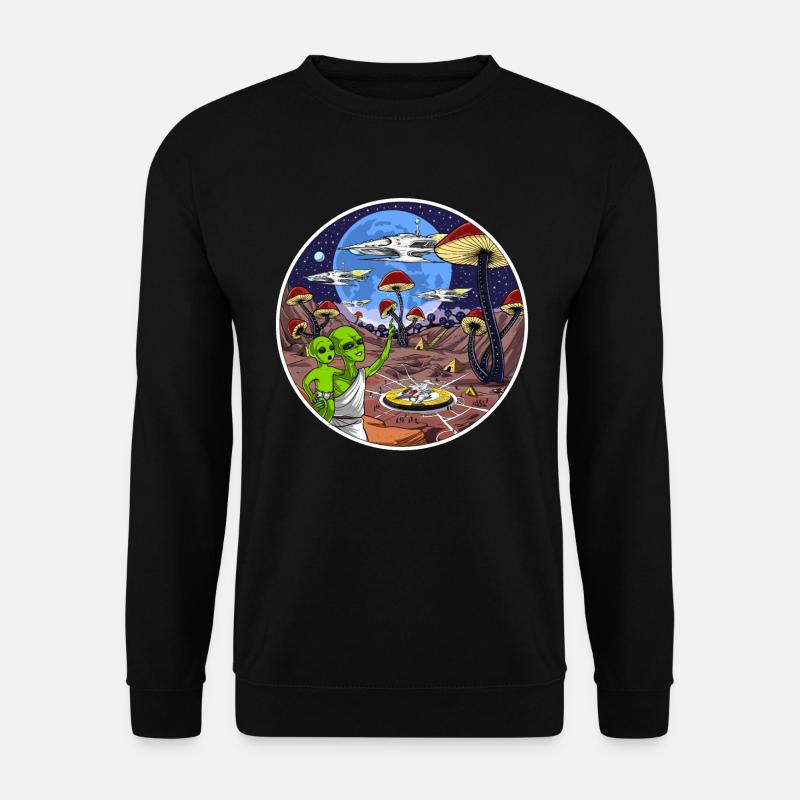 Psychedelic Alien Magic Mushrooms - Unisex Sweatshirt - black